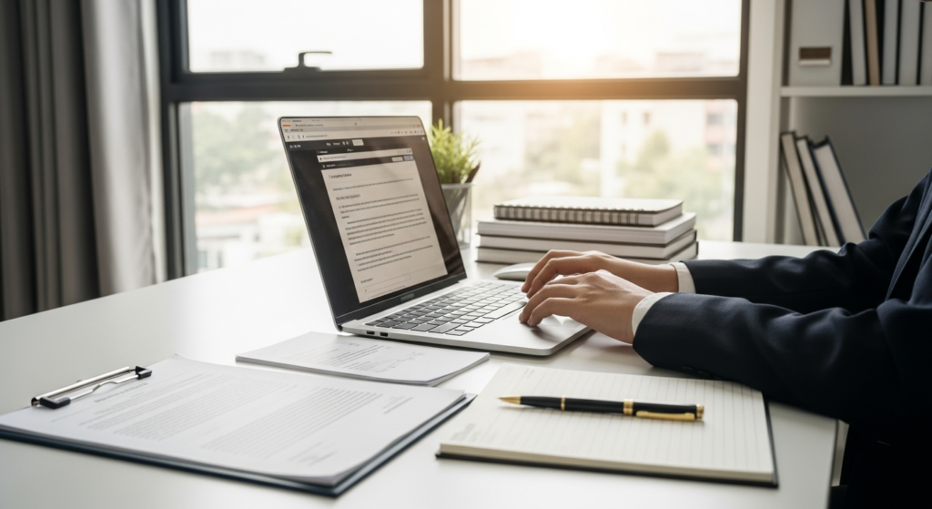 Entrepreneur registering a new limited company online